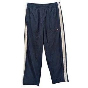 Nike Basketball Pants Mens Blue White Relaxed Straight Leg Drawstring Y2K Sz XXL